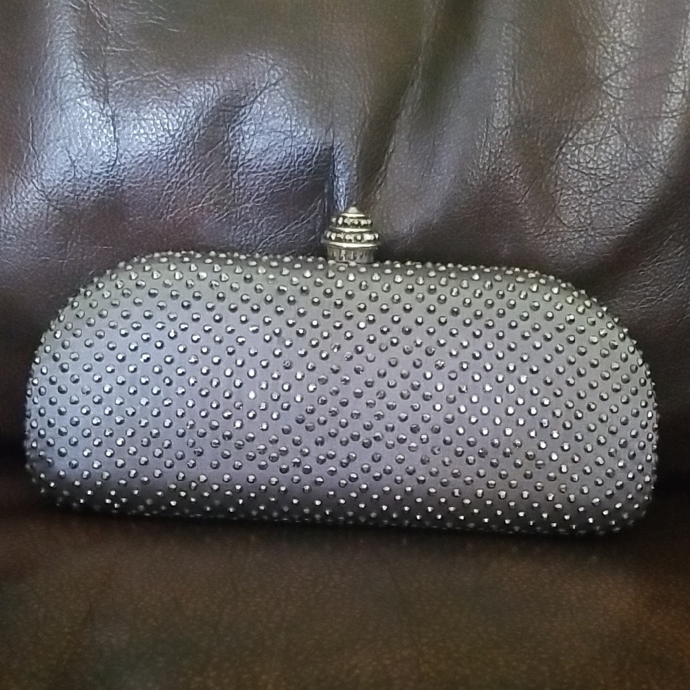 Carlo Fellini Formal Rhinestone Beaded Clutch With Chain Strap